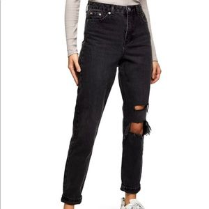 Top Shop Mom Jeans - Black Distressed